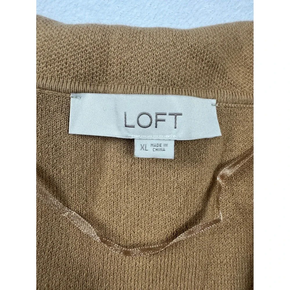 Loft Womens Camel Tan Open Front Cardigan Sweater Notched Lapel XL chic